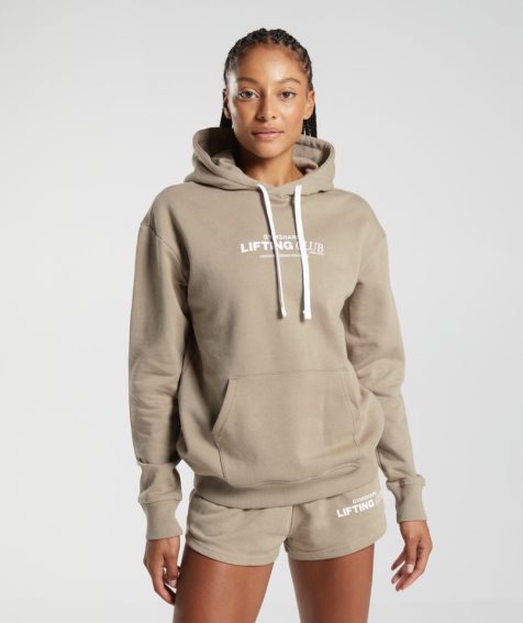 Women's Gymshark Social Club Oversized Hoodie Khaki | NZ 1PNOAD